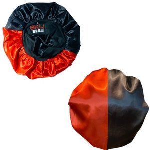 BKLI Satin Hair Bonnet, Split Color, Double Layer Sleeping Cap, No Slip Design,